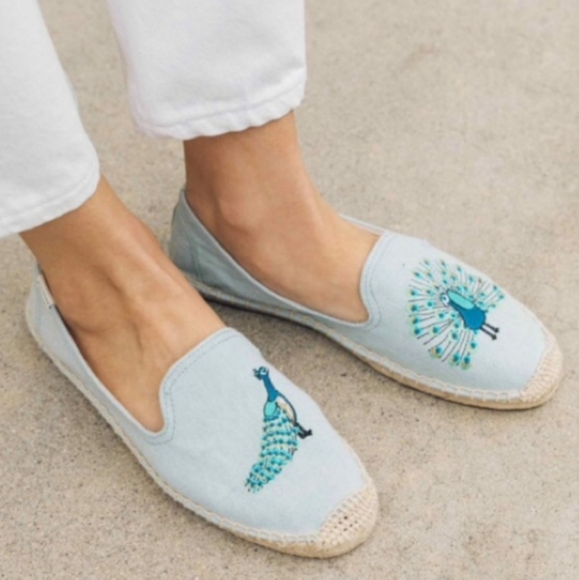 Soludos Shoes - *SOLD* SOLUDOS Peacock Embroidered Smoking Slipper